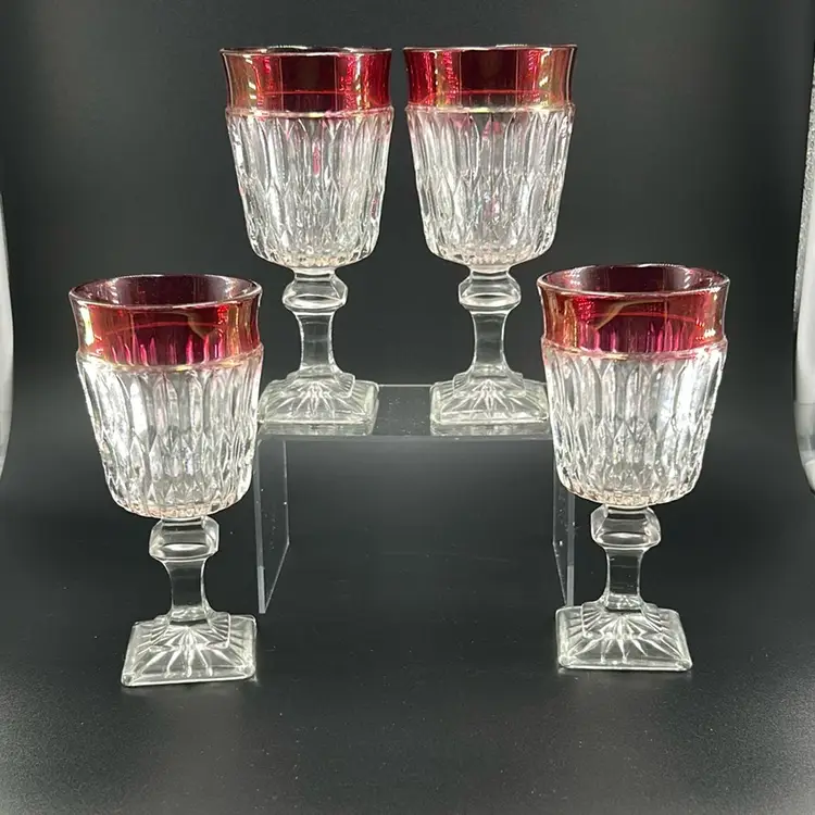Indiana glass Mount Vernon, Ruby, flash goblets