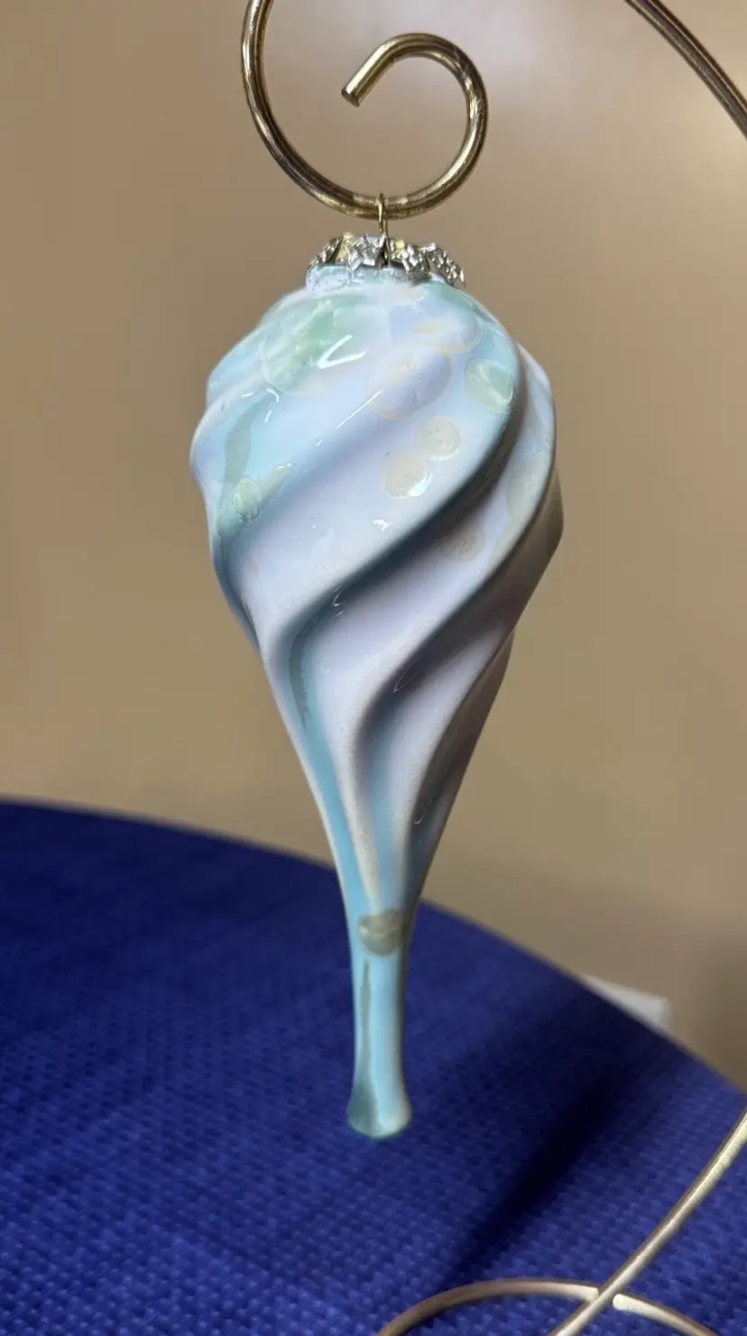 Bill Campbell pottery crystalline christmas ornament 7” long