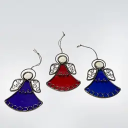 Stained Glass Angel Ornaments (set of 3) 4”