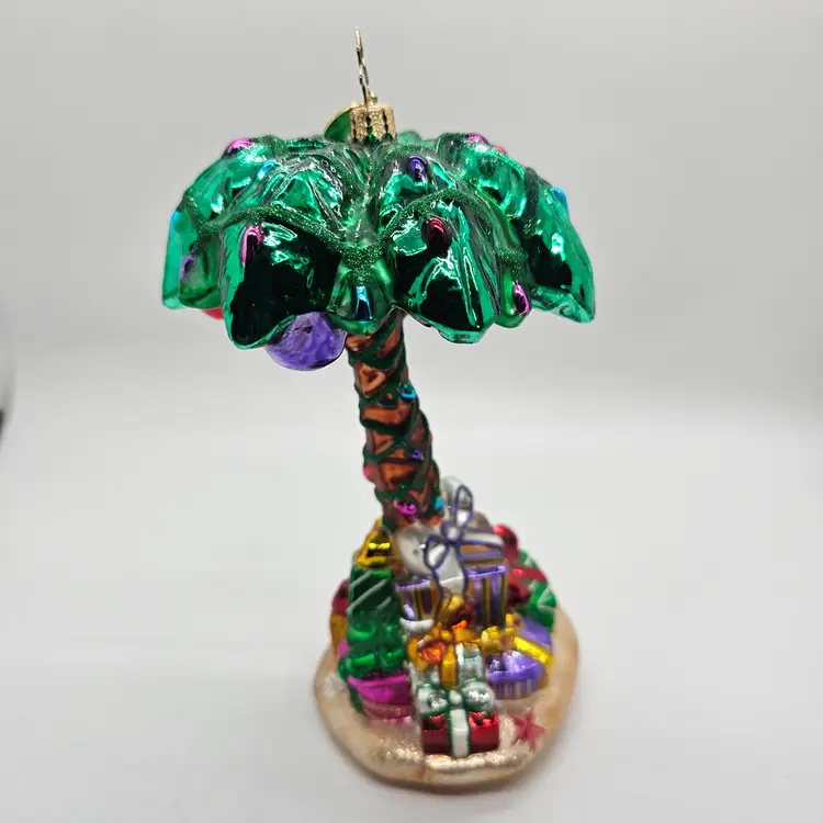 RADKO TROPICAL TANNENBAUM 7" Christmas Palm Tree Glass Ornament Holiday RARE