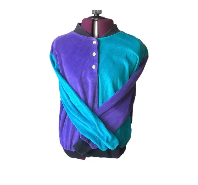 Alfred Dunner Vintage Velour Color Block Shirt Made In USA