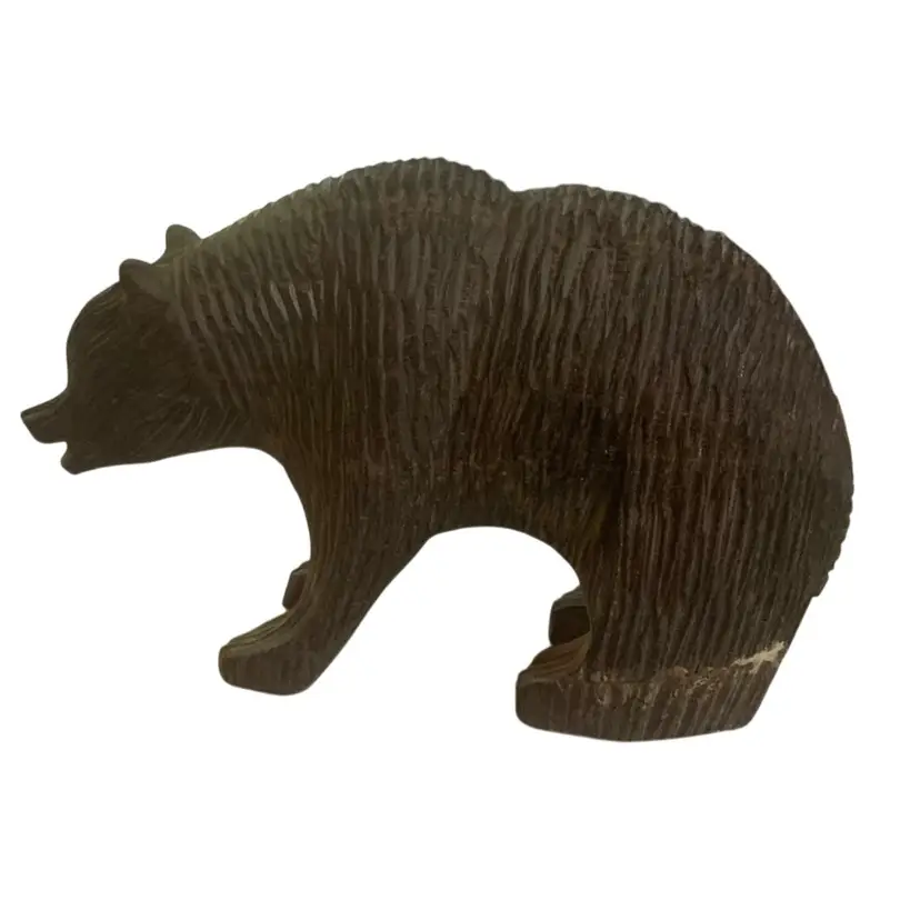 Hand Carved Bear 🐻 Figurine 4” By 6.5”