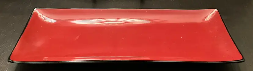 Pier 1 Imports Glossy Stoneware "Tasting Party" Red Black Tray Platter Rectangle