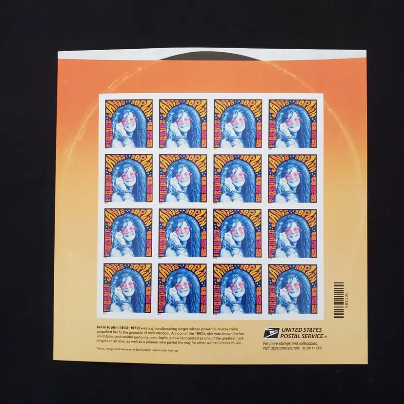 Music Icons Janis Joplin Forever 16 Stamps MNH 2014 Original USPS Postage READ 
