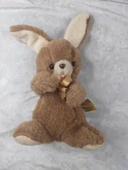 VTG Plush Stuffed Animal Bunny Rabbit Knickerbocker Animals of Distinction 15" Toy Brown White Tags Gift Childhood 60s Easter