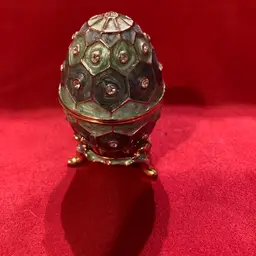 11. Metal Enamel Stoned 2 Piece Egg Trinket Box