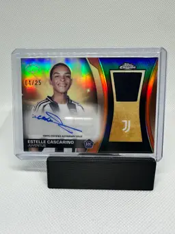 2024-25 Topps Chrome UEFA Women's Champions League Estelle Cascarino Orange Jersey Auto #/25