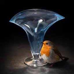 Vintage Blenko #872 Fan Vase – Light Blue Art Glass – Signed Blenko Hand Logo