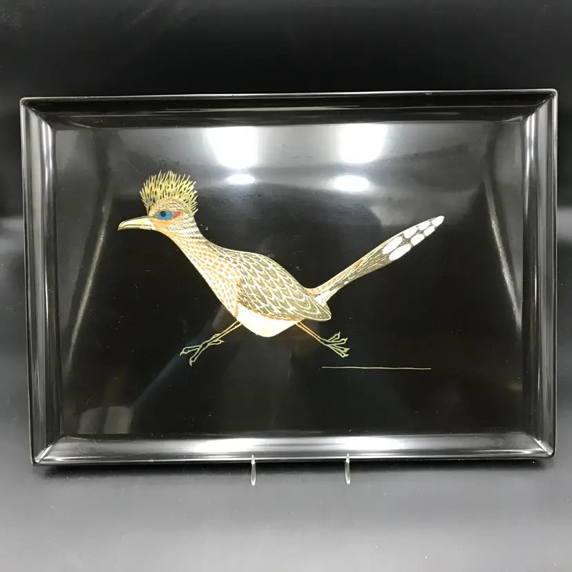 Couroc of Monterey Roadrunner Inlaid Tray