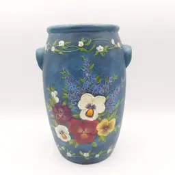 Bob's Pottery Pansy Vines Artwork Of Susan Winget "Pickle Crock" (Decorative Use Only)