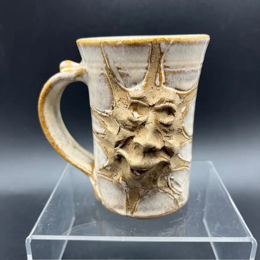 Coffee Mug Studio Pottery Tree Creature Man Whimsical 4.5" tall
