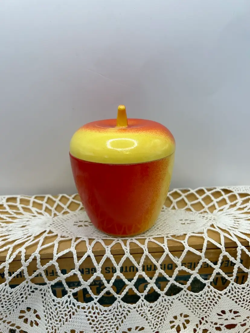 Hazel Atlas Milk Glass Apple. Some Wear On Lid