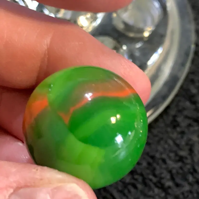 Green & Orange Swirl Glass Marble 1"