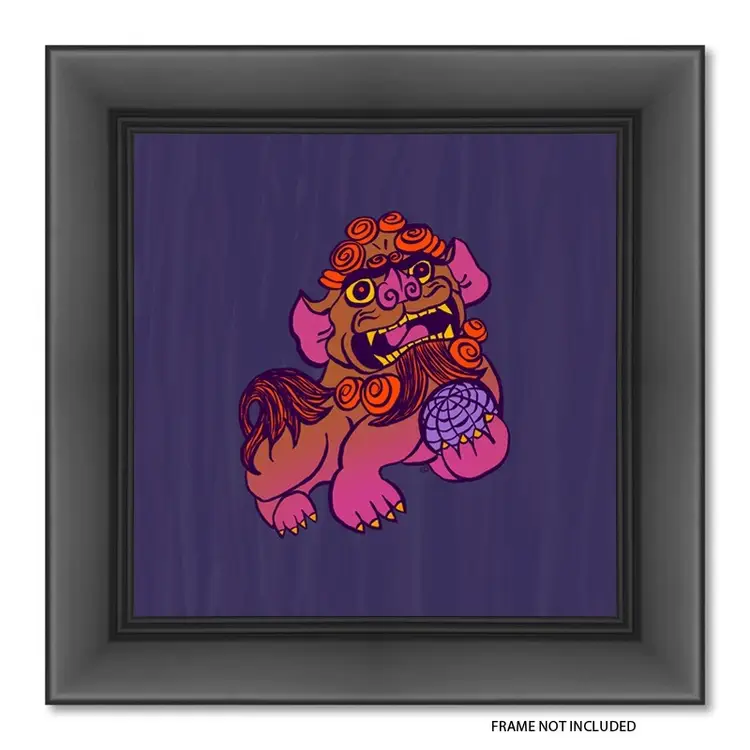 MADE BY ME: 8x8 Archival Print Of My Digital Artwork- “Foo Dog” Colorful Wall Art. Great For Gallery Wall. Created On My iPad Using Procreate - Not AI.