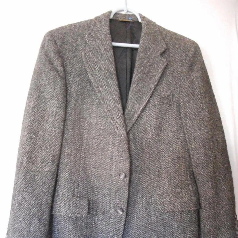 Vintage Harris Tweed Blazer Sport Coat Jacket Grey herringbone union label