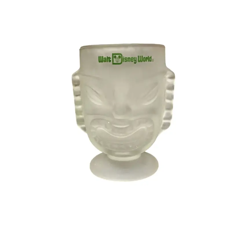Tiki Glass Pedestal Glass Frosted Cocktail Mug Disney World Polynesian Village Resort 1970-80s 
(Multiple Available At Time Of Listing)