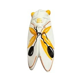 Vintage French Majolica Cicada Ceramic Wall Pocket 4” X 1 1/2”