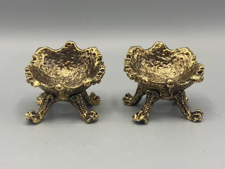 Vintage Ornate Solid Metal Egg Display Stand - Set of 2