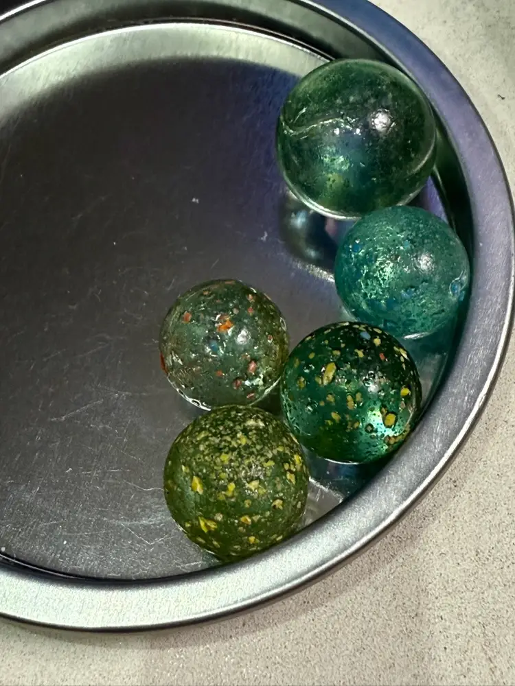 Green Marbles With Speckles Largest Has Flaw