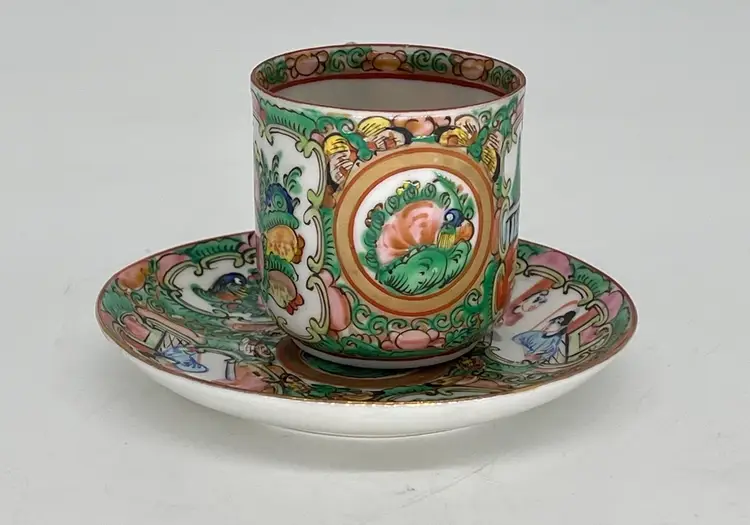 Antique Chinese Famille Rose Porcelain Cup And Saucer