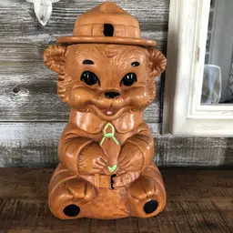 Twin Winton Smokey The Bear Cookie Jar Pottery Western Forest Ranger Collector