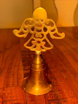 Vintage Solid Brass Angel Figurine Hand Bell