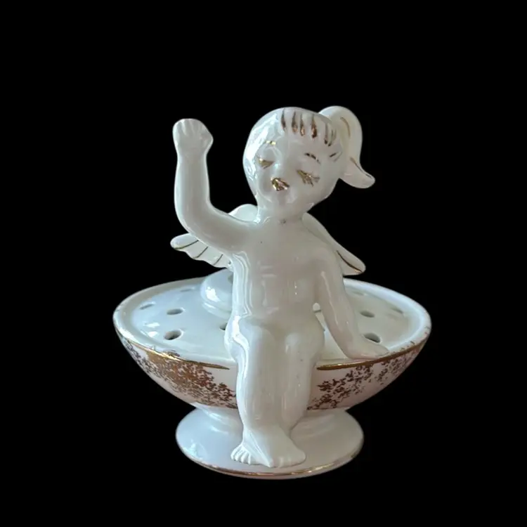 Holt Howard Angel Flower Frog Candle Holder