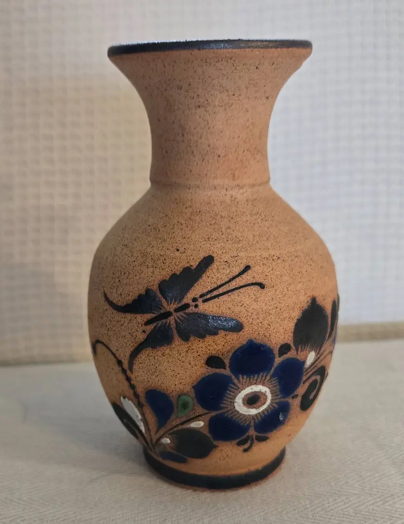 Vintage Sandstone Tonala Folk Art Pottery Vase