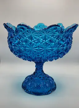 Blue Pedestal Compote - AS IS, unsigned
