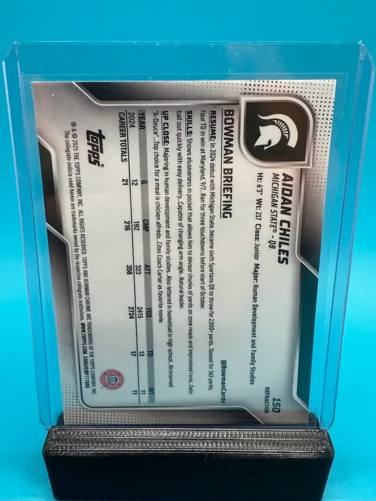 Aidan Chiles Bowman Chrome U Refractor Michigan State Spartans
