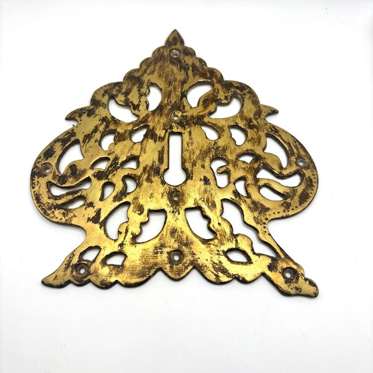 Ornate Brass Keyhole Lock Plate 7”