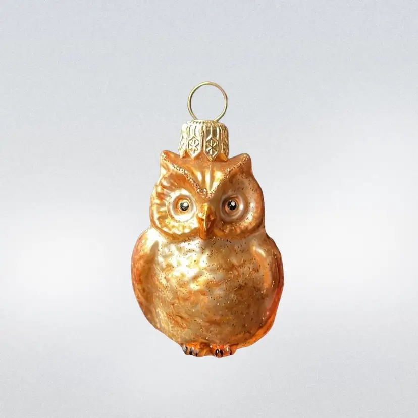 Small Glass Owl Bird Hanging Christmas Ornament Holiday Decor