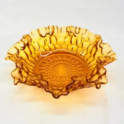 Fenton Amber Thumbprint Candy Dish