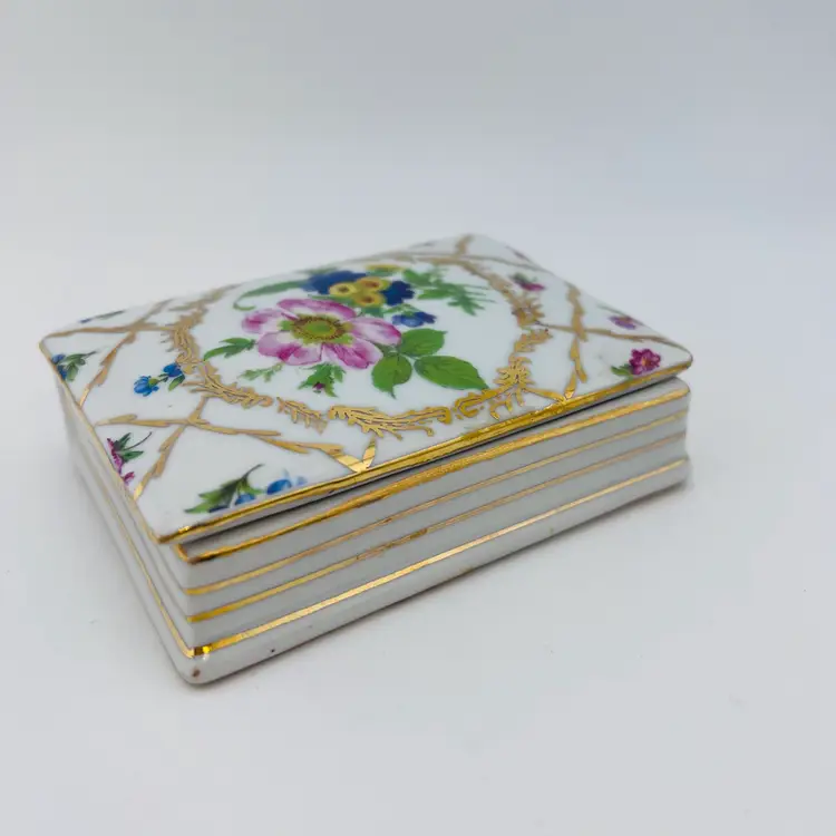 Whimsical Vintage Royal Europe Porcelain Book Trinket Box 3”x 4”