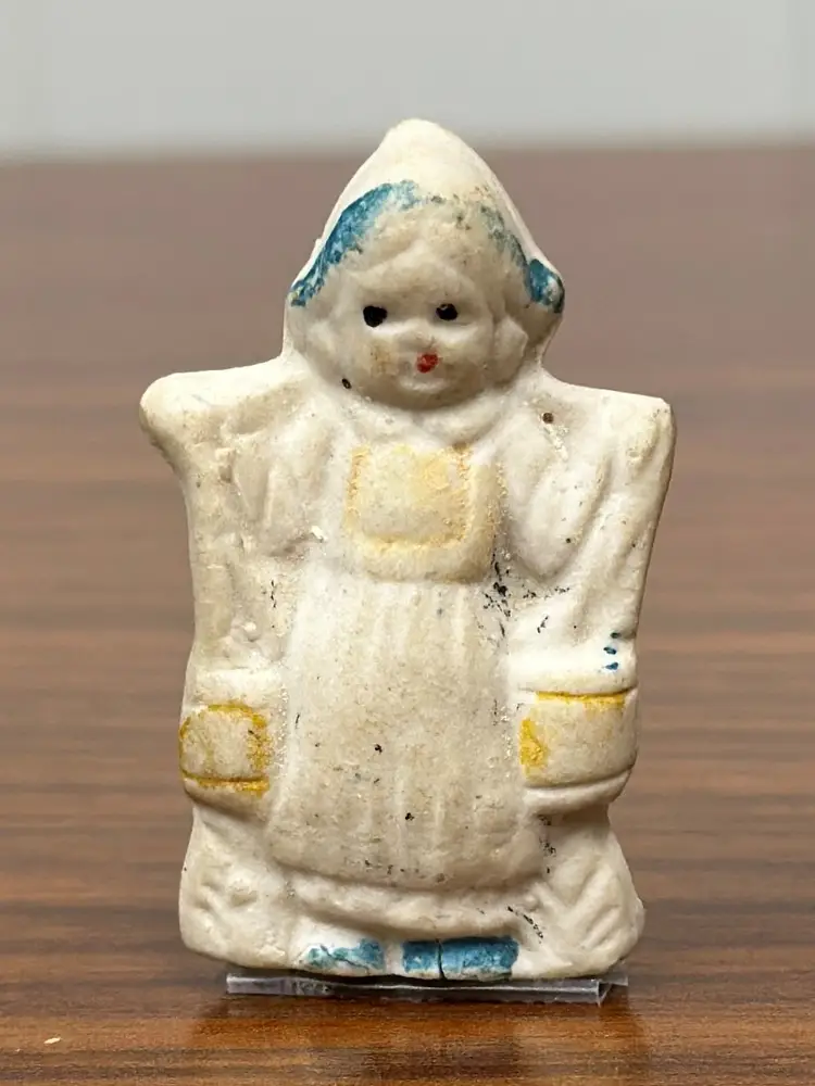Miniature Porcelain Bisque Figurine Japan Dutch Girl Hand Painted 1 3/4"