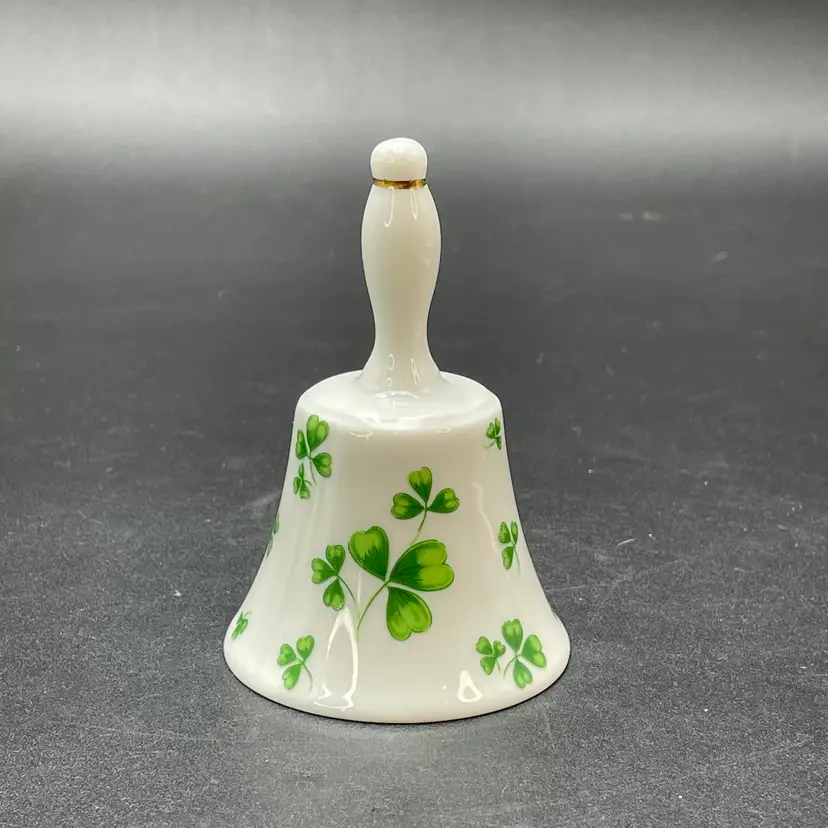 Lefton #02609 Bell with Shamrocks Clovers Vintage Porcelain St. Patrick's Day
