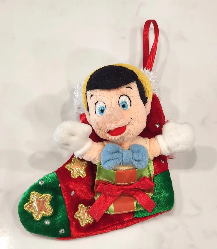 Disney Store Pinocchio Christmas Stocking Ornament 4"