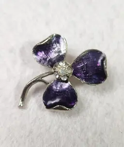 Purple Enamel Flower Brooch