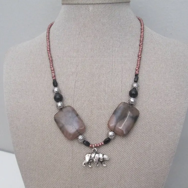Southwestern Sterling Silver Bear Fetish with protective Chiastolite Gemstones