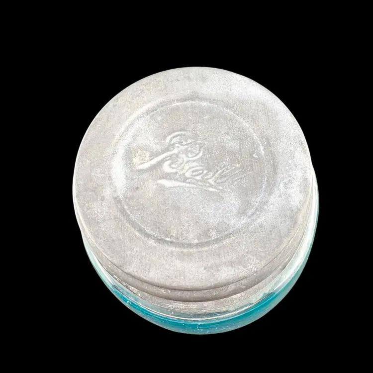 Vintage Aqua Canning Jar With Ball Lid  6.5” Tall x 3.5” Wide