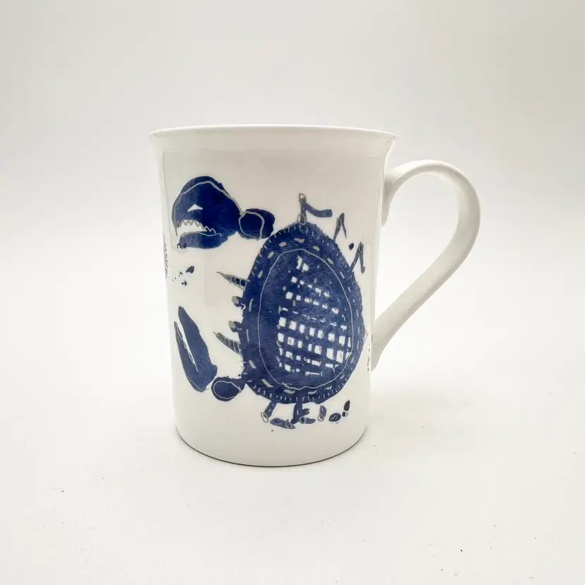 Gilitzer Germany Blue Crab Coffee Mug Porcelain Bone China 4"H 3"W B25