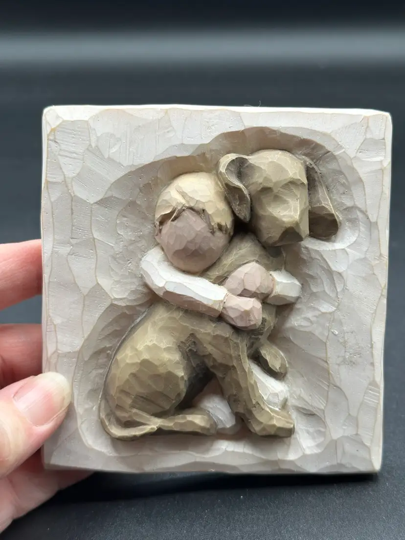 Willow Tree Boy and Dog Plaque "A Boundless Love" Demdaco