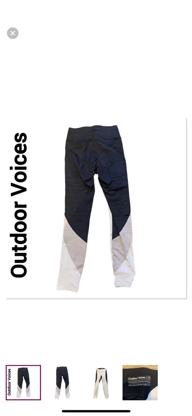 OUTDOOR VOICES Black & White Colorblock Leggings size XS 