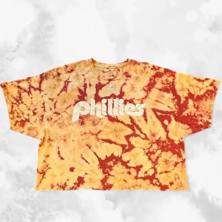 Philadelphia Phillies Utley Cropped Tie Dyed T-shirt 2XL