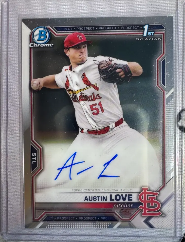 2021 Bowman Draft Austin Love 1st Chrome Auto St. Louis Cardinals