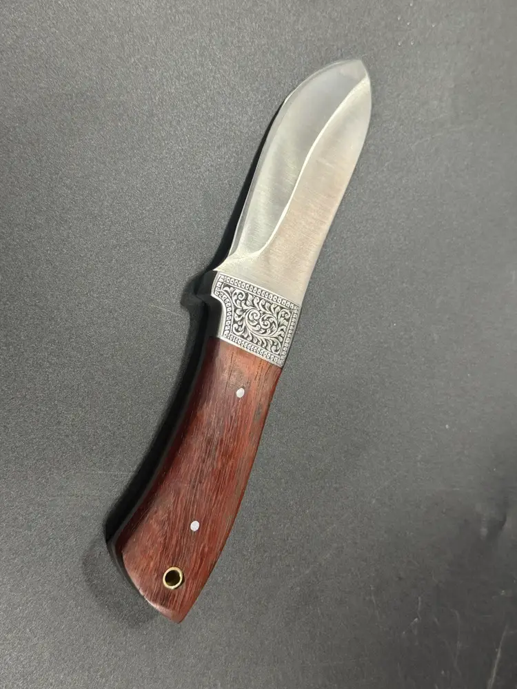 Custom made Engraved Knife With Corbin Steel With Hard Wood Handle