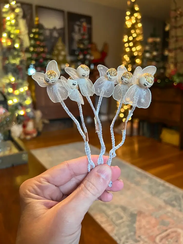 Lot Of 6 Spun Cotton Angel Package Toppers Japan