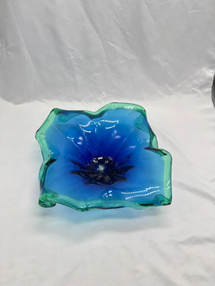 VTG Hand Blown Art Glass Candy Dish