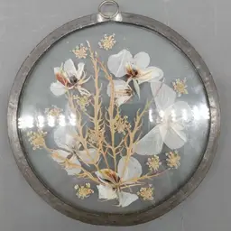 Glass ornament, sun catcher, faux butterfly, dried flowers