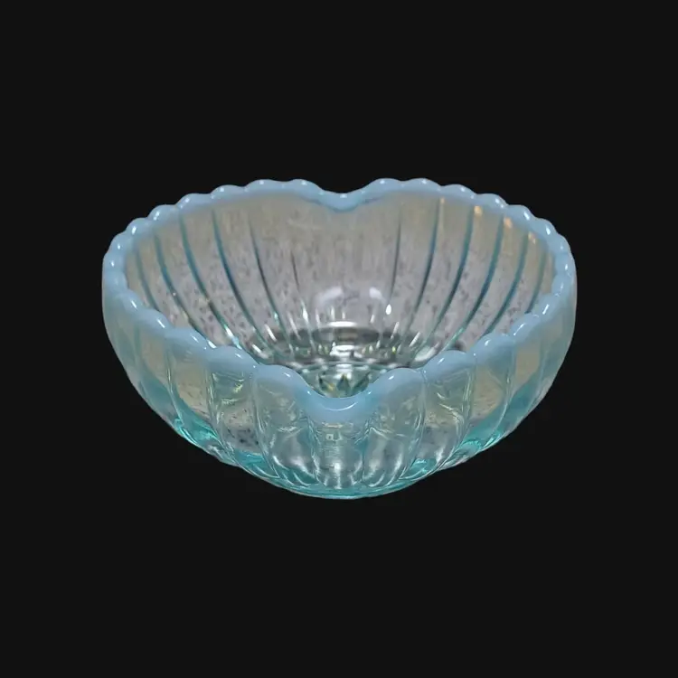 Vintage Fenton Art Glass Blue Opalescent Heart Bowl Great Valentine's Day Gift
